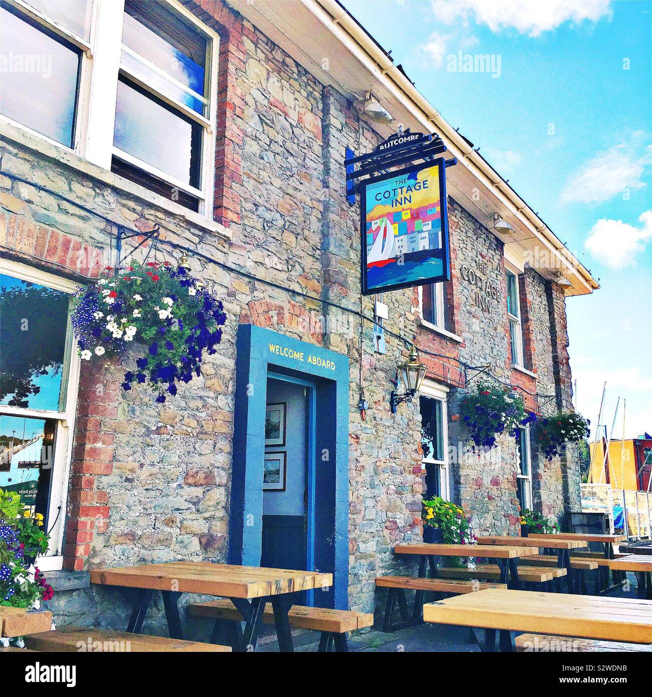 The Cottage Inn, on the harbourside at Baltic Wharf in Bristol, UK Stock Photo