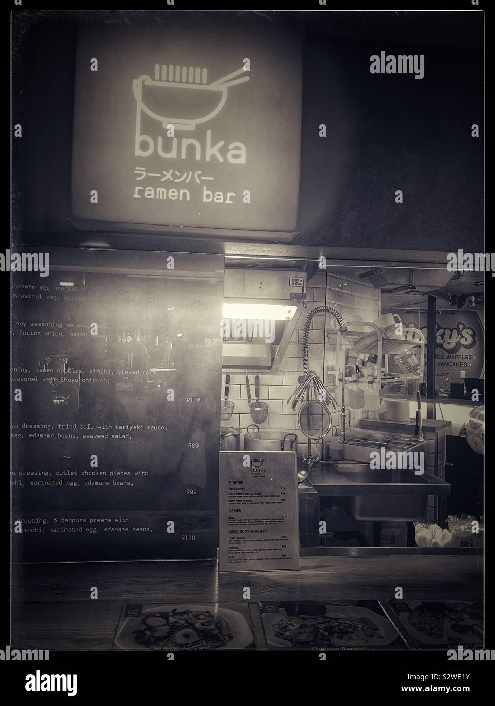 Ramen bar at Mojo Market food and lifestyle market, Seapoint, Cape Town, South Africa. - Smartphone Captured Stock Image