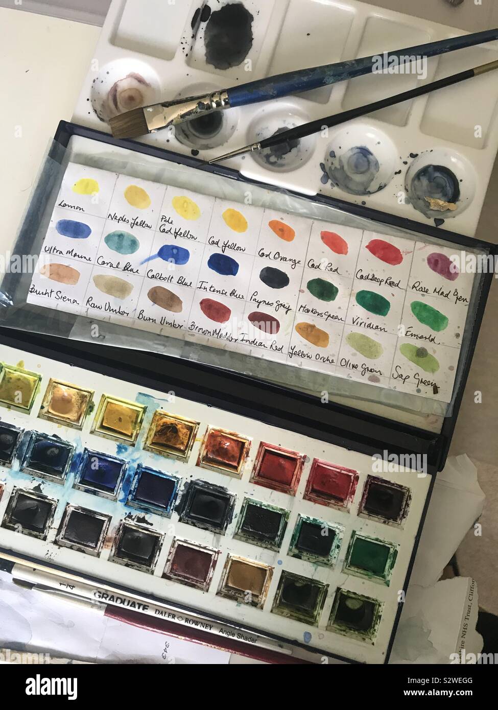 Watercolour paint palette - Smartphone Captured Stock Image