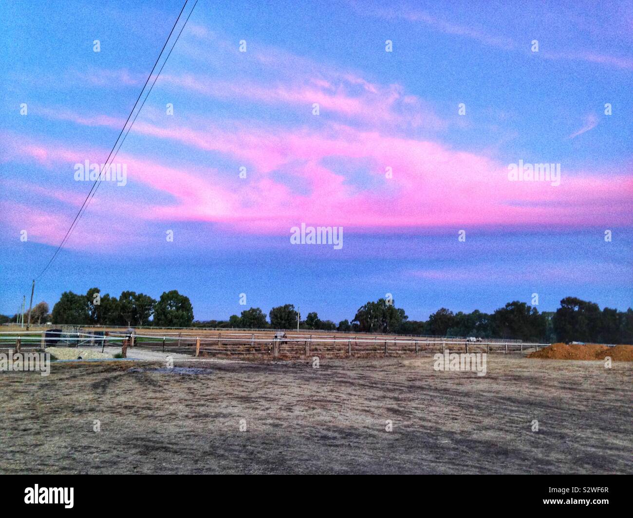 Pink Sky in Australia Stock Photo