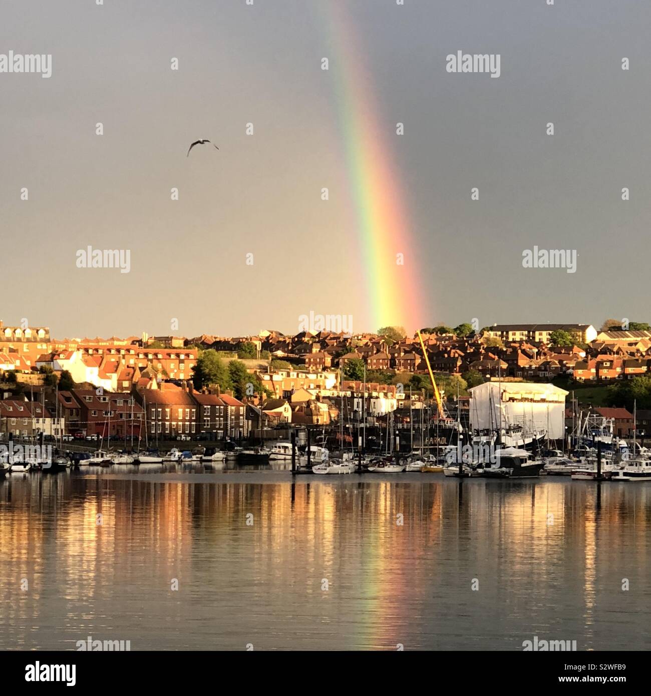 Rainbow over Whitby Stock Photo