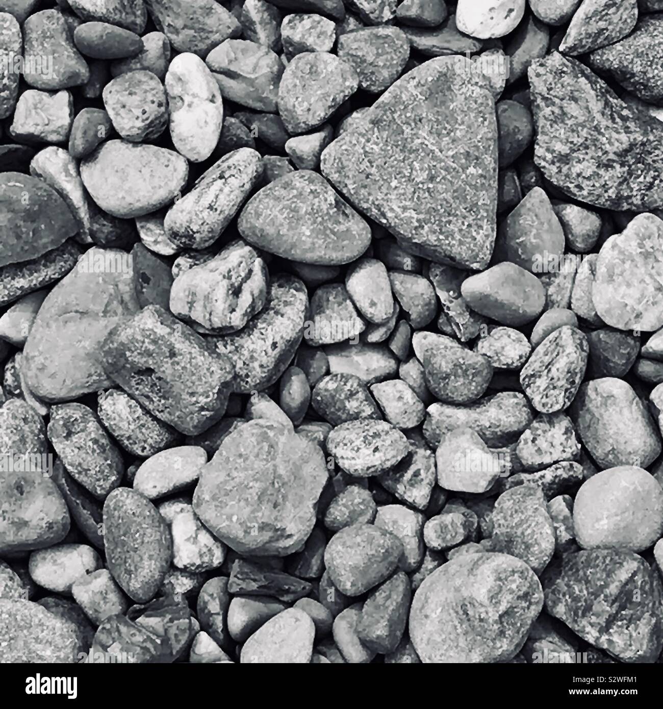 Black White Image Of Small River Rocks For Wallpaper Or
