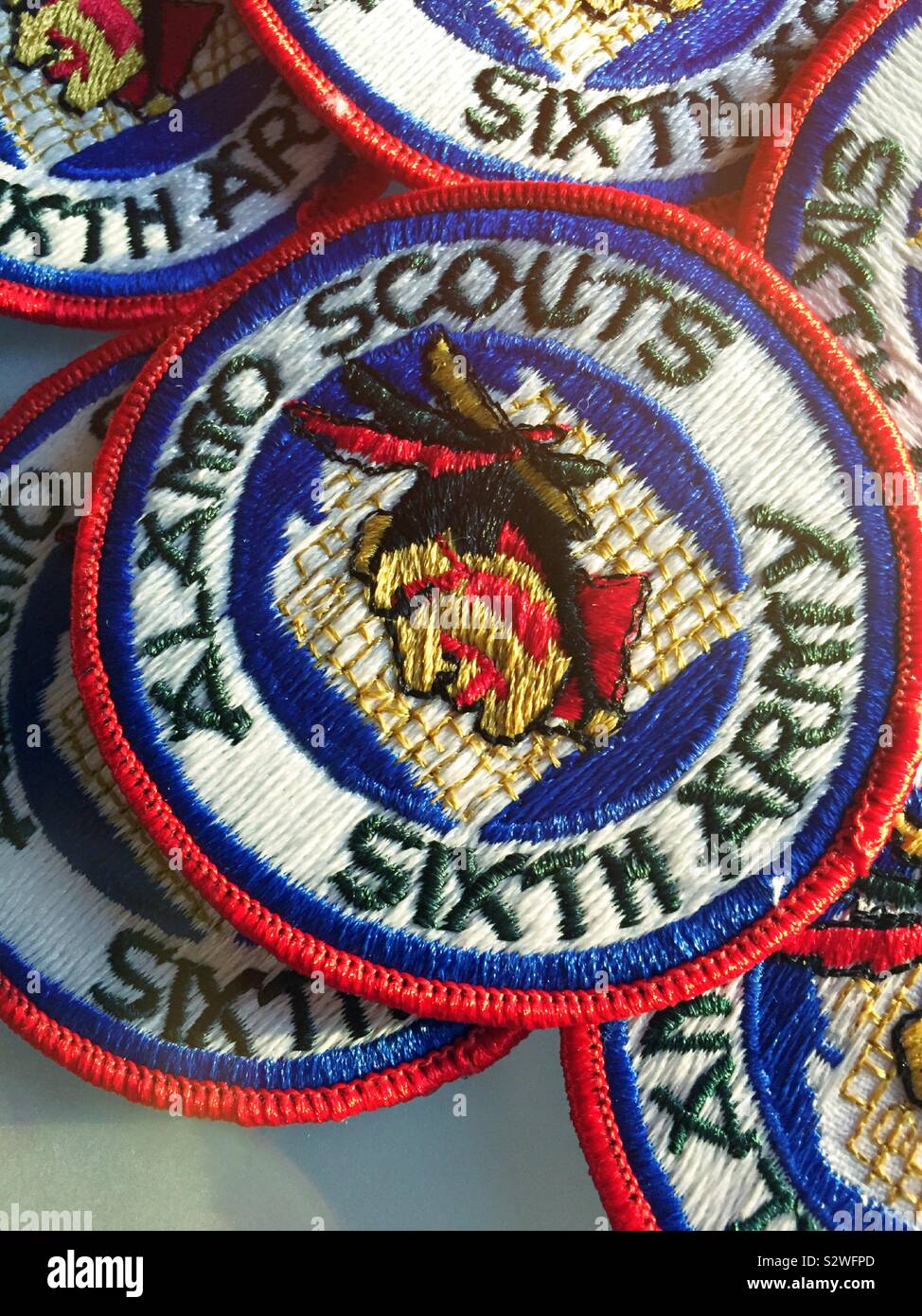 Vintage Alamo scouts shoulder patch from World War II, USA - Smartphone Captured Stock Image