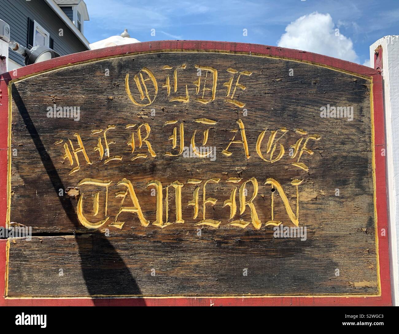 Olde Heritage Tavern sign, Lenox, Massachusetts, United States - Smartphone Captured Stock Image