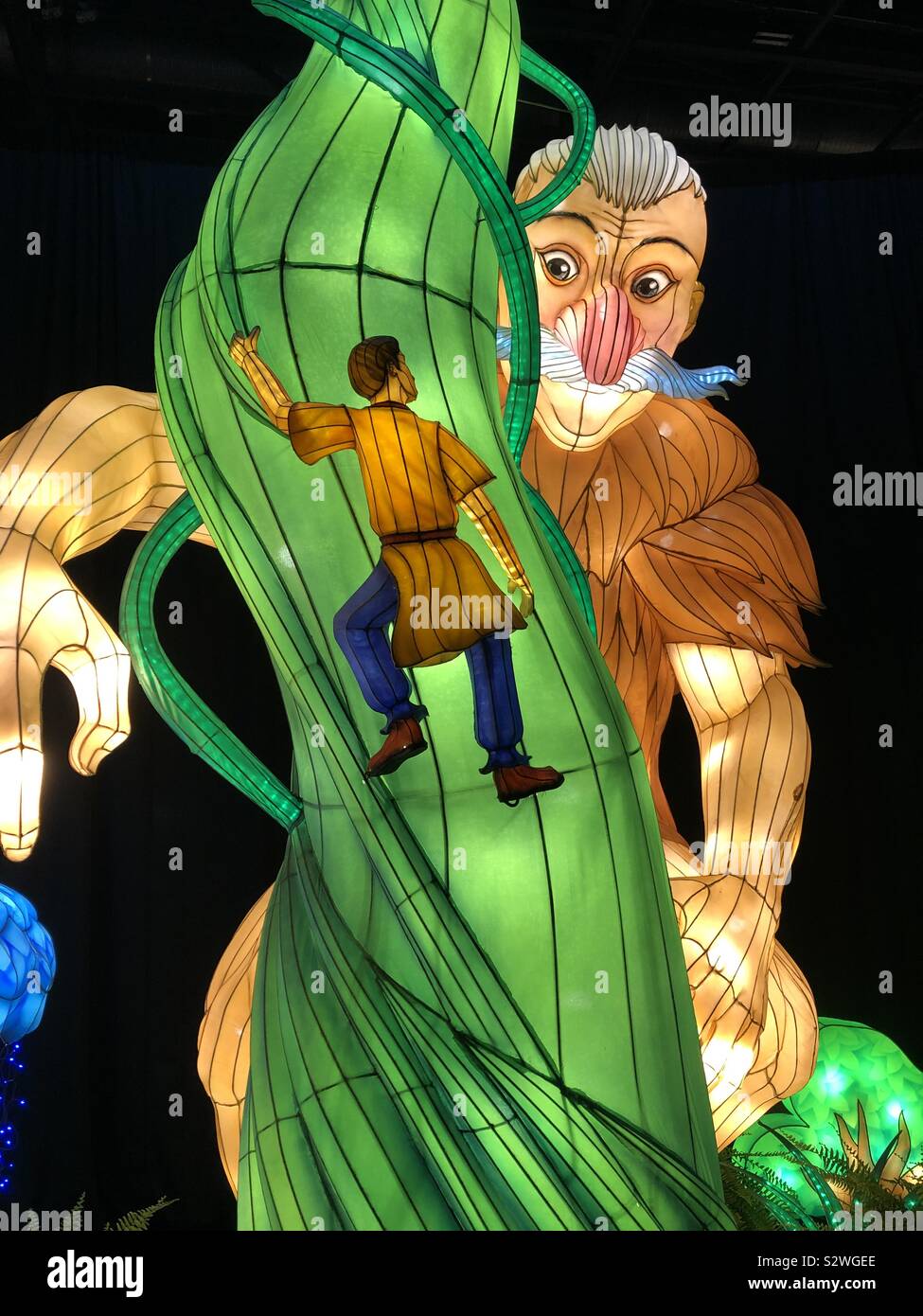 A sculpture of Jack and the Beanstalk at a lantern festival. Stock Photo