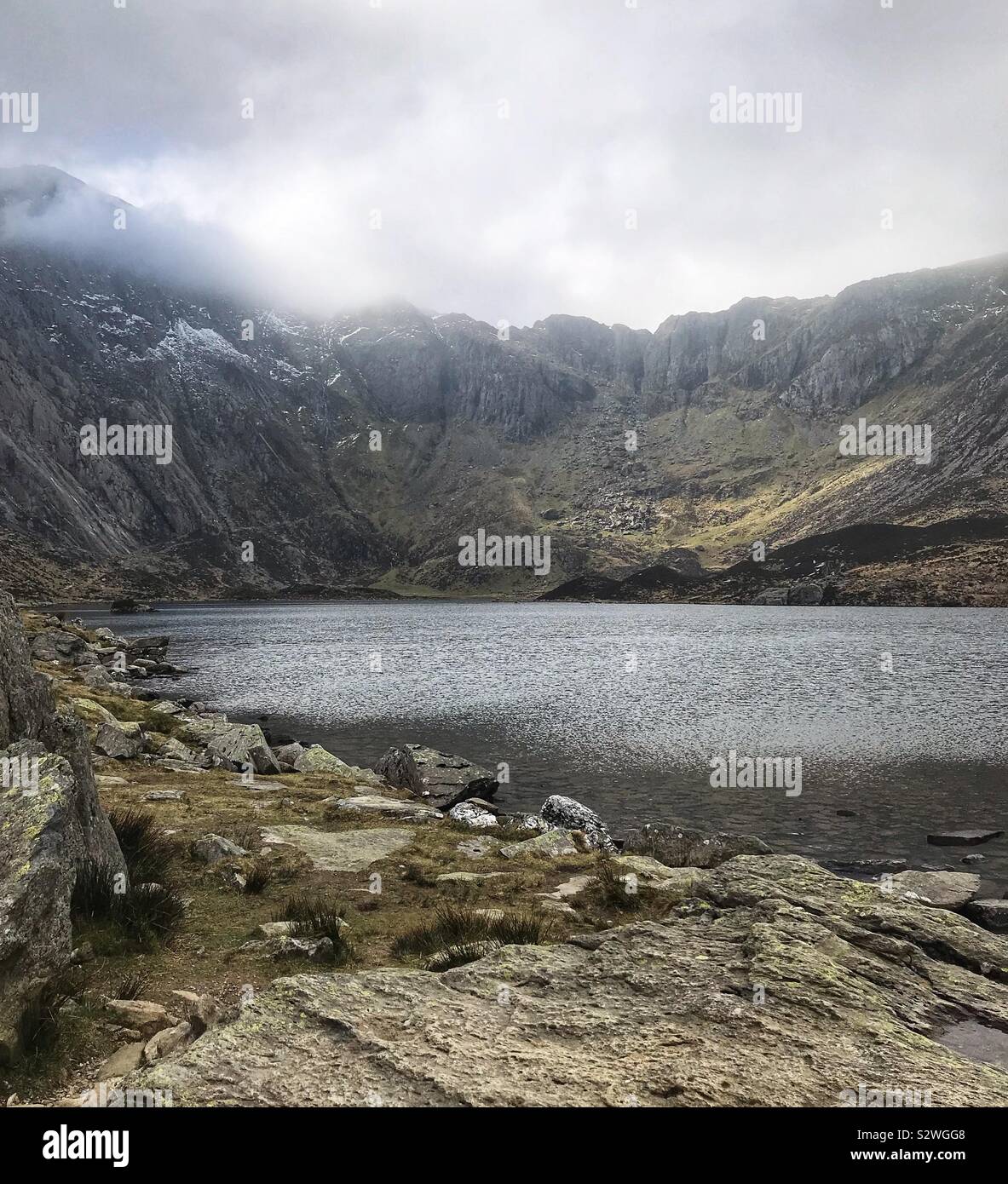 Llyn Idwal Or Lake Idwal - Snowdonia National Park, Wales - Smartphone Captured Stock Image