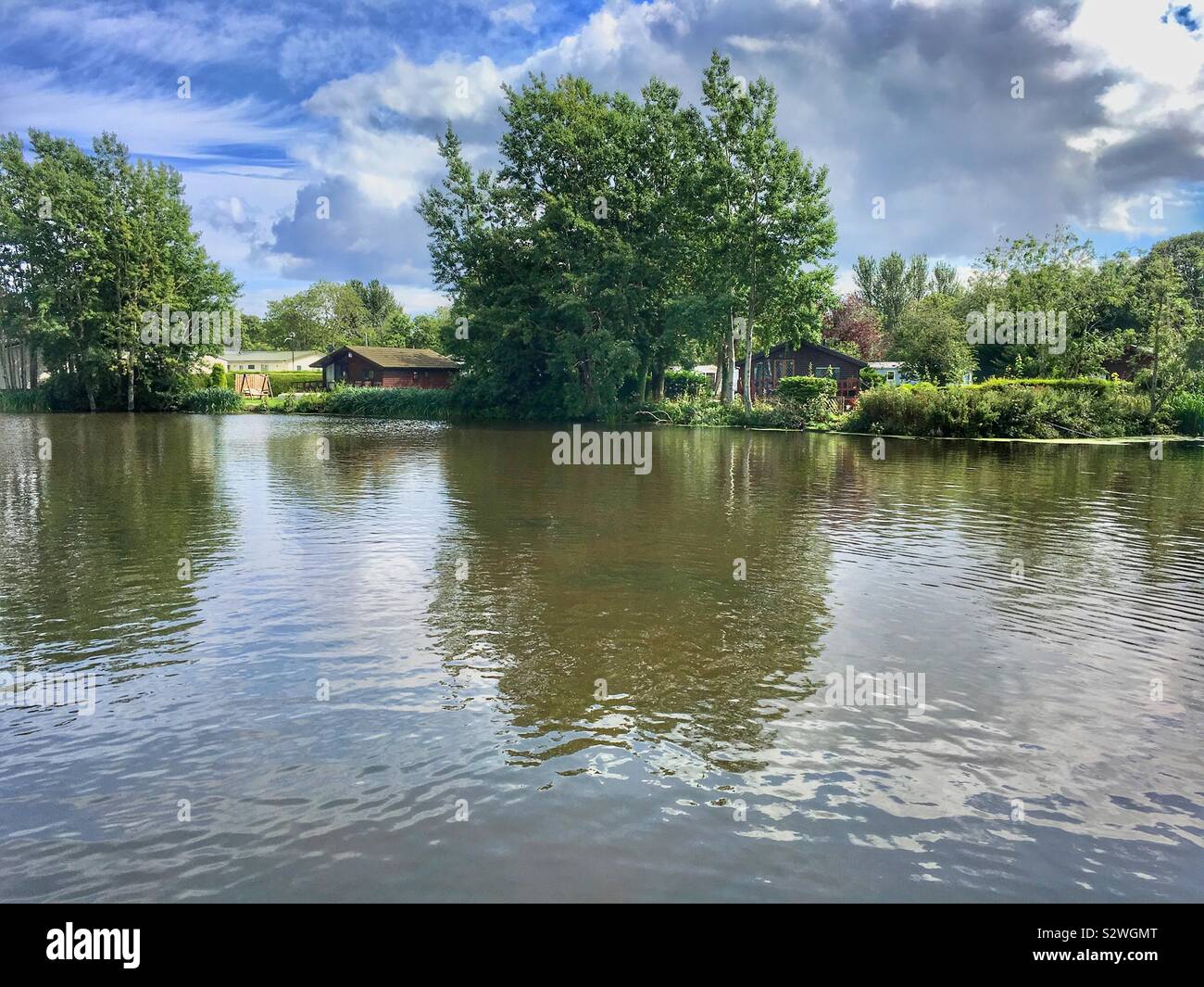 The lake at Haven’s Haggerston Castle Holiday Park. Stock Photo