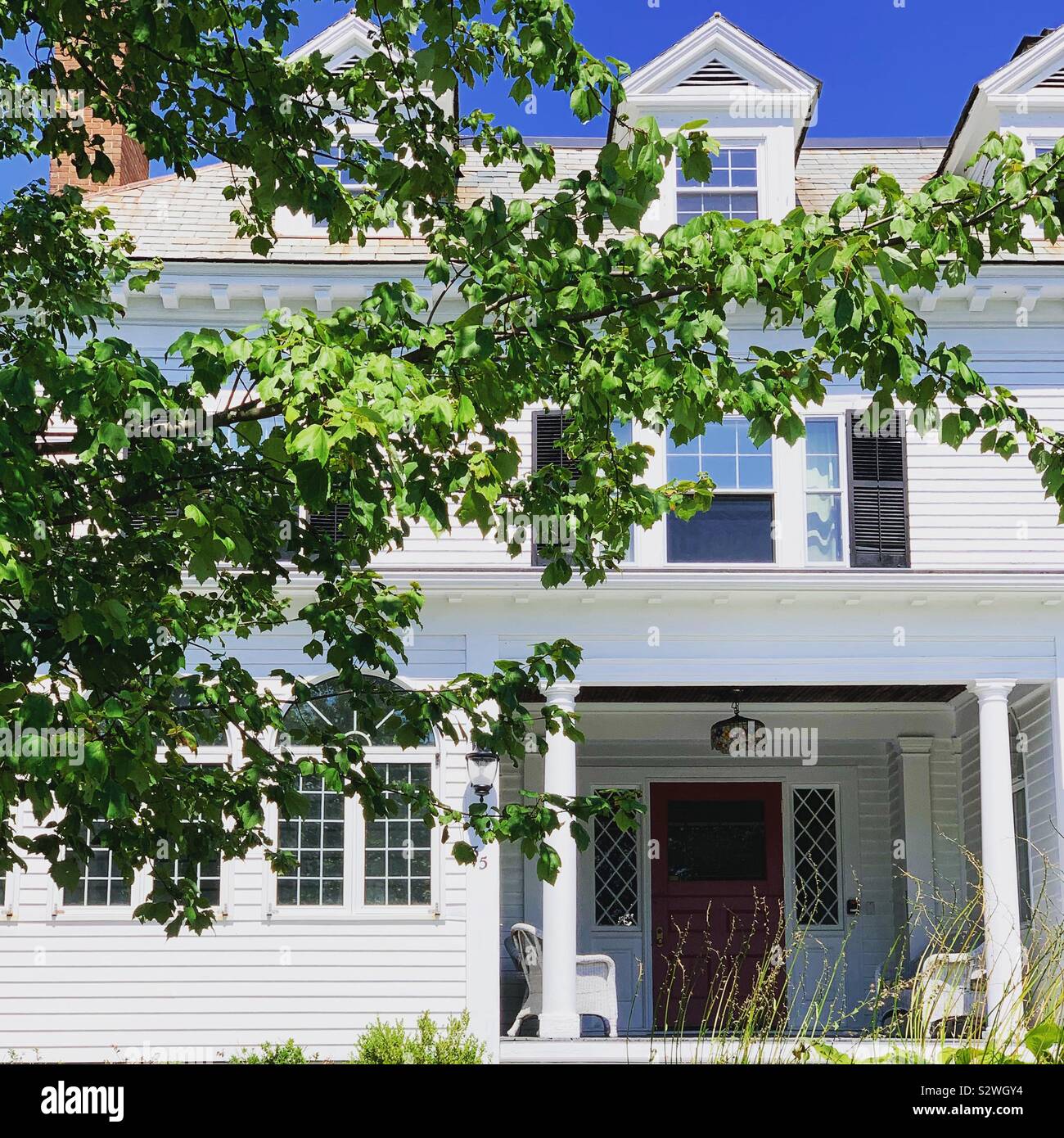 Entrance to a home in the town of Lenox, Massachusetts, United States - Smartphone Captured Stock Image