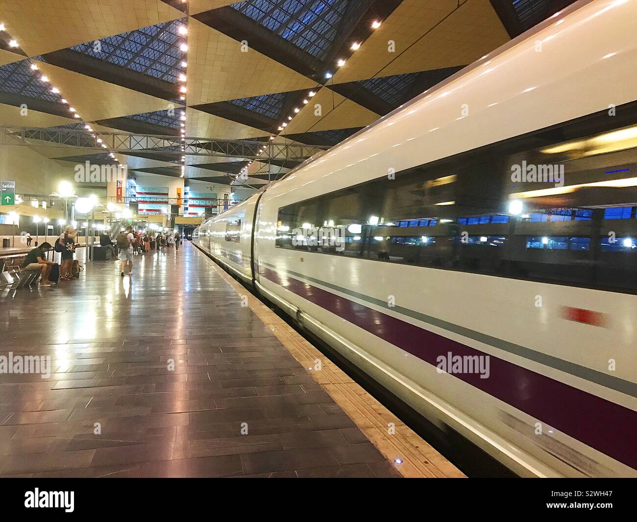 AVE high speed train at railway station. Zaragoza, Spain - Smartphone Captured Stock Image