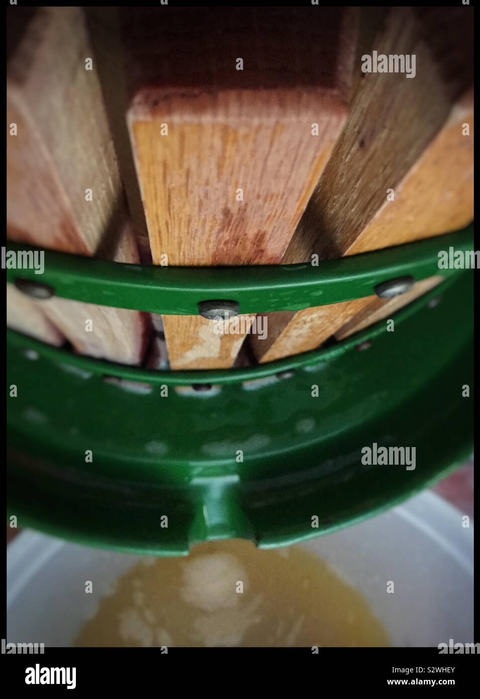 Pressing Macabeo grapes for wine, Catalonia, Spain. - Smartphone Captured Stock Image