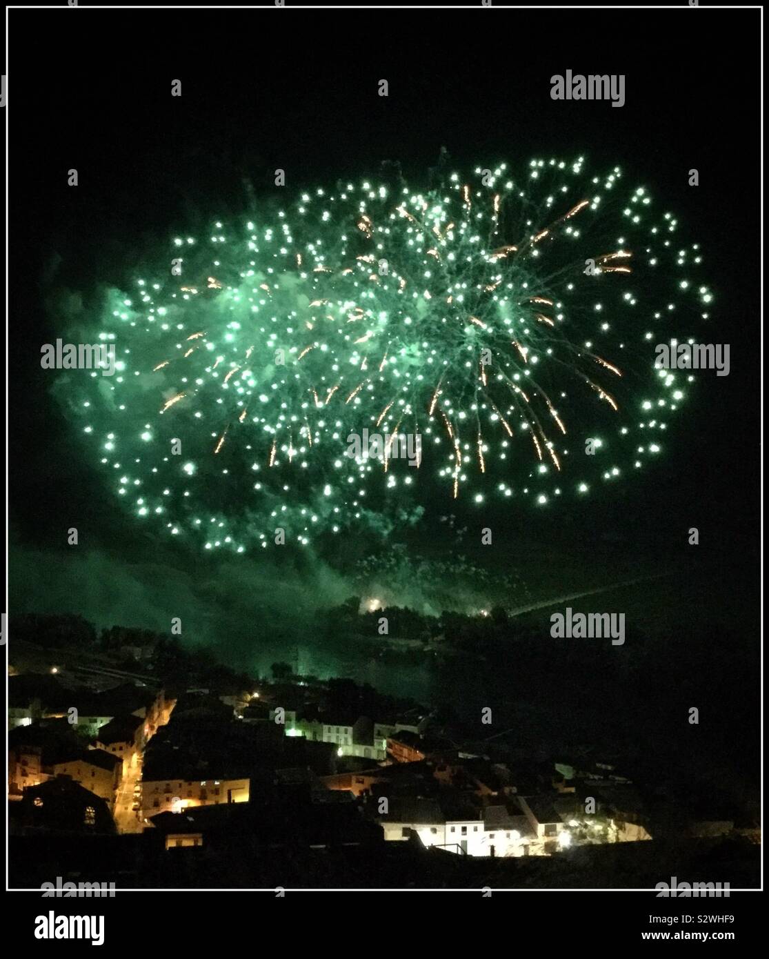 Fireworks at the Festa Major d'Ascó 2019, Catalonia, Spain. Stock Photo