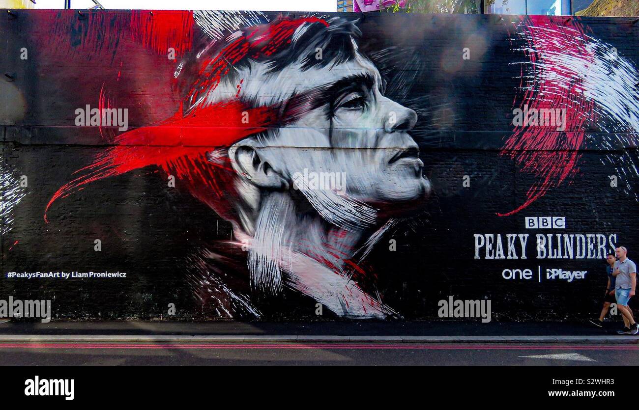 Peaky Blinders Street Art appears in London ahead of launch of series 5 on bbc tv Stock Photo