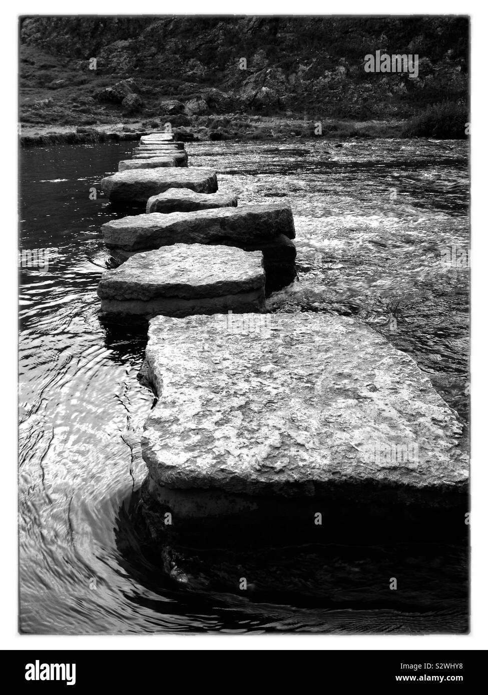 Stepping stones at Dovedale Derbyshire Stock Photo