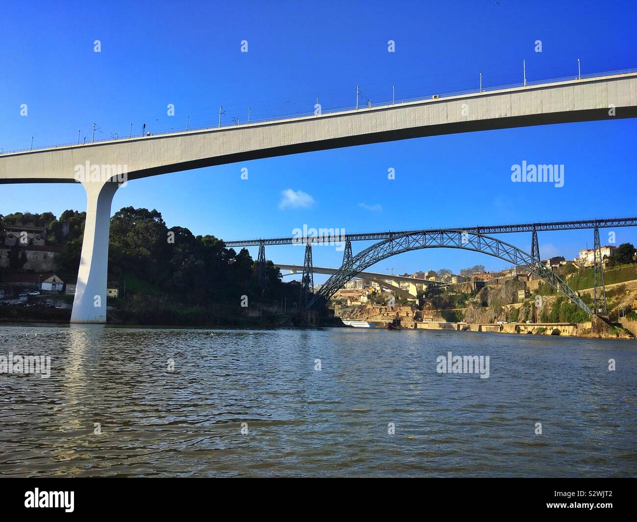 Three bridges over the River Douro in Porto Portugal Stock Photo