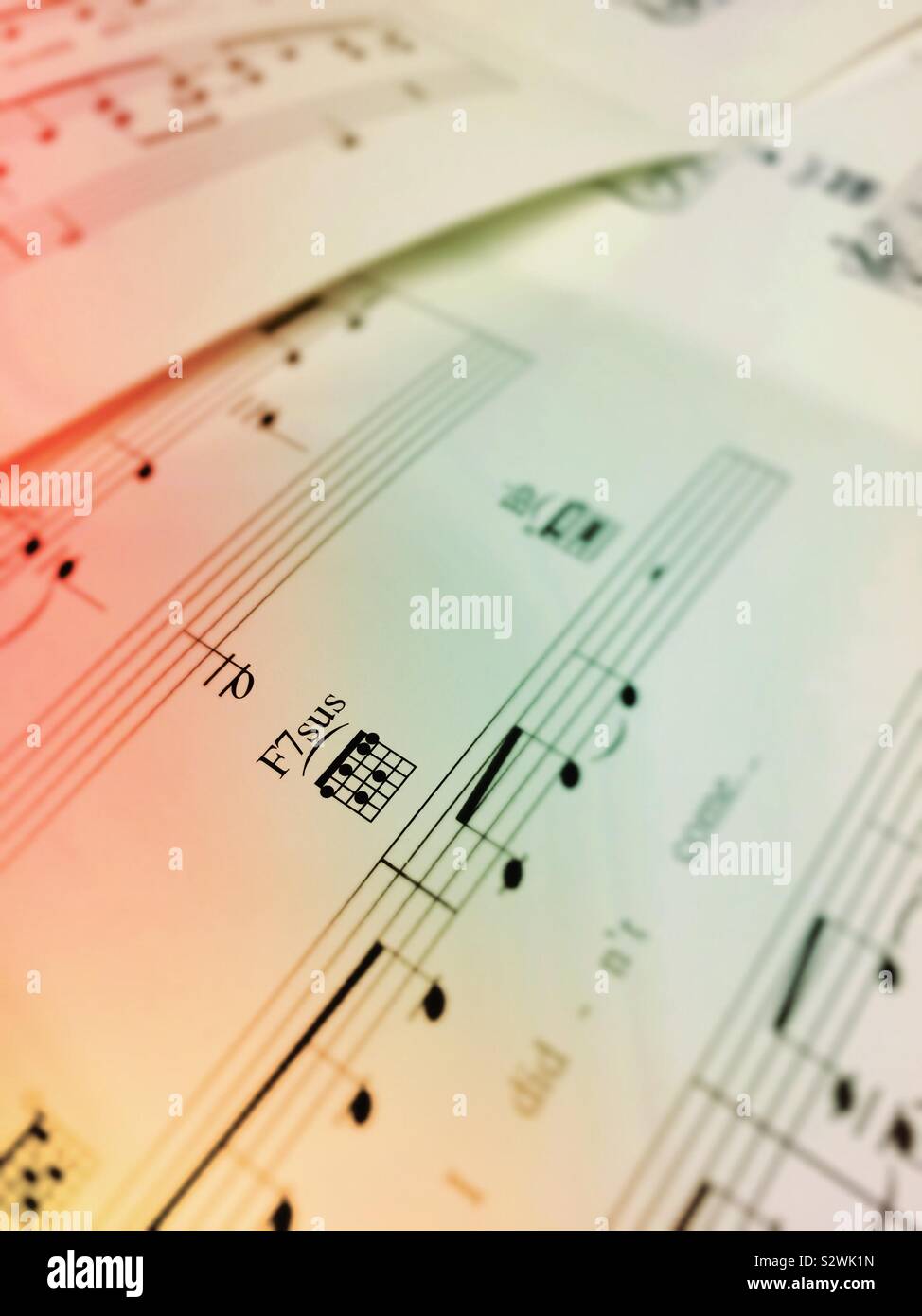 Sheet music selective focus close up - Smartphone Captured Stock Image