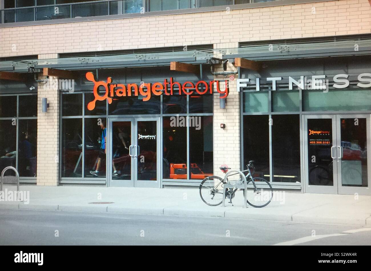 Street photography, in Kensington, Calgary, Alberta, Canada, fitness shop Stock Photo Alamy