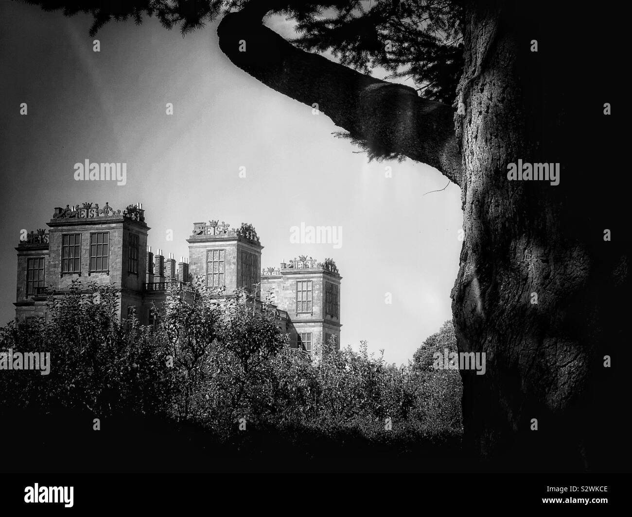 Hardwick Hall, Derbyshire, England. Grade 1 listed Elizabethan country house built between 1590-97 by Robert Smythson for Bess of Hardwick, Elizabeth Shrewsbury - Smartphone Captured Stock Image