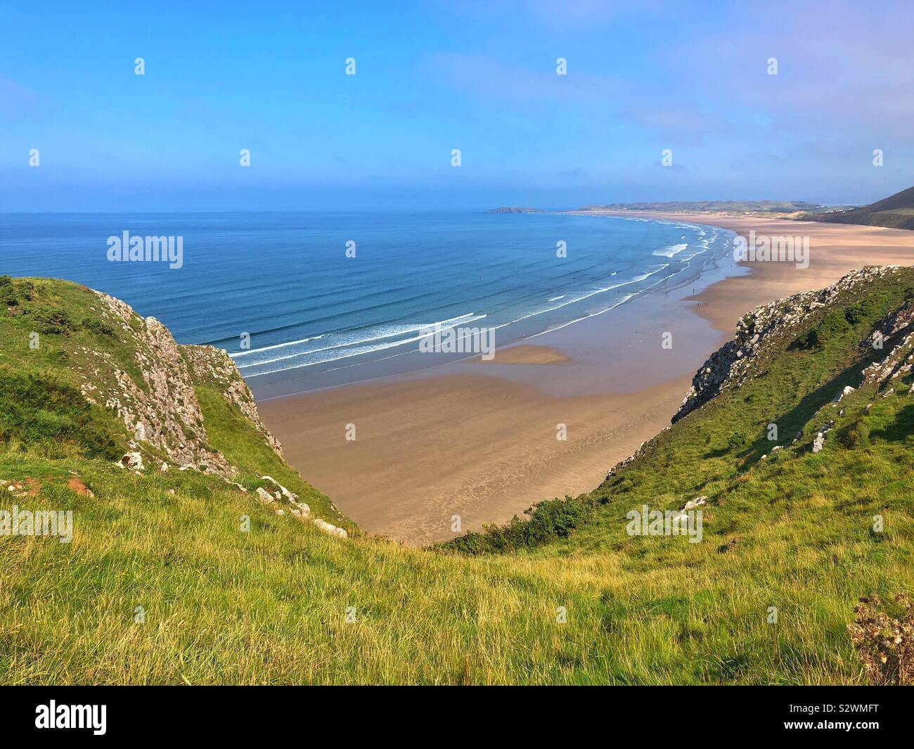 Rhossili beach, Gower, Swansea, South West Wales, August. - Smartphone Captured Stock Image Rhossili beach, Gower, Swansea, South West Wales, August. - Smartphone Captured Stock Image