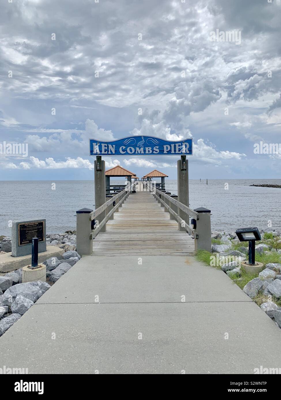 Historical landmark in Gulfport, Mississippi the Ken Combs Pier Stock