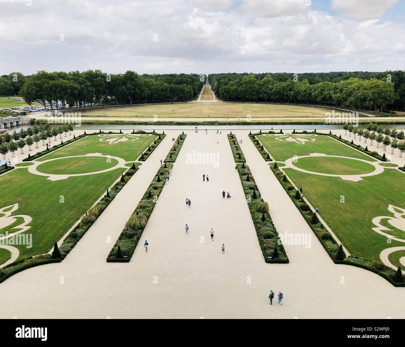 Formal gardens at Château de Chambord in France - Smartphone Captured Stock Image