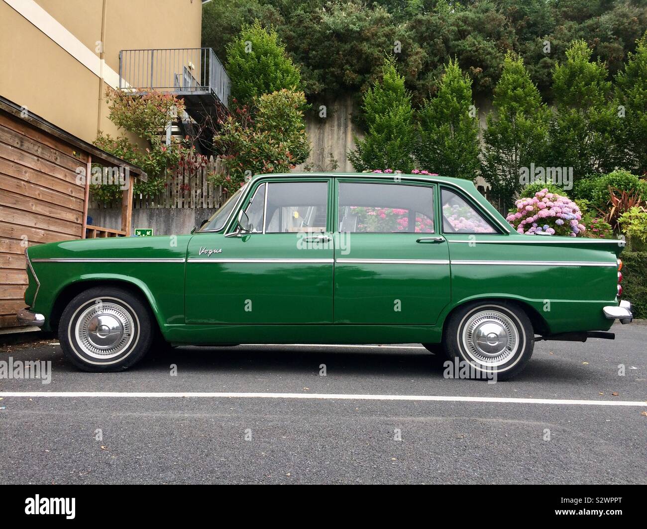 Green classic British Singer Vogue series lV side view. Stock Photo
