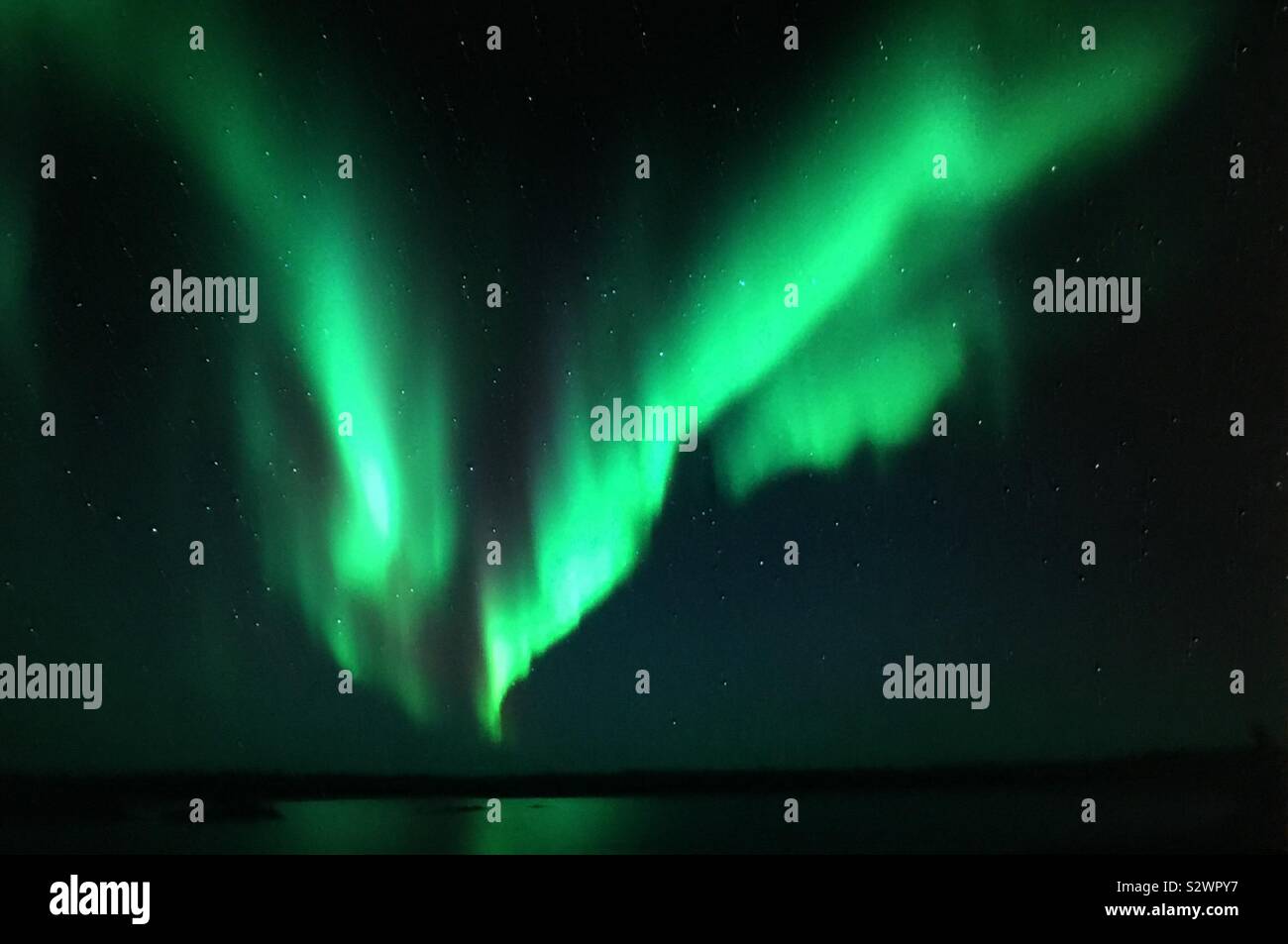 Aurora borealis, Northwest Territories near Yellowknife, Canada - Smartphone Captured Stock Image