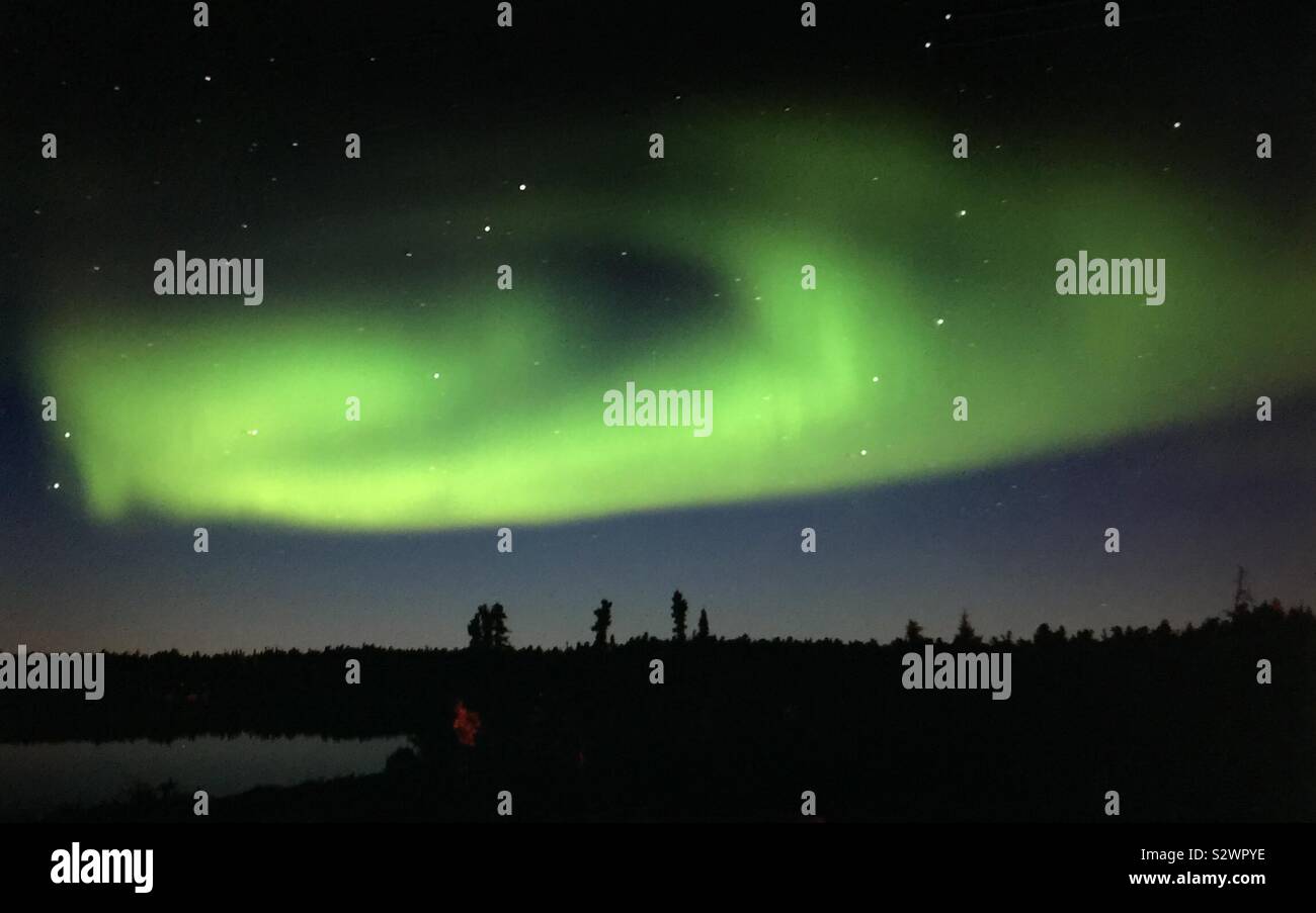 Aurora borealis, Northwest Territories near Yellowknife, Canada - Smartphone Captured Stock Image