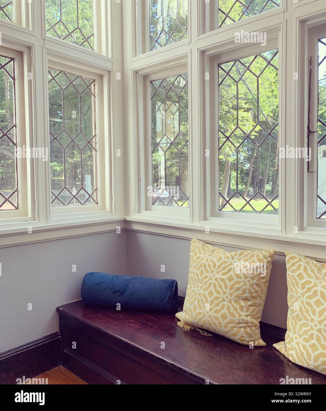 Window seat at the Seven Hills Inn, Lenox, Massachusetts, United States - Smartphone Captured Stock Image