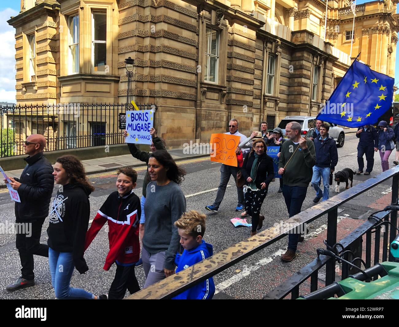 Anti Boris Johnson demonstration near the Bank of Scotland. Stock Photo