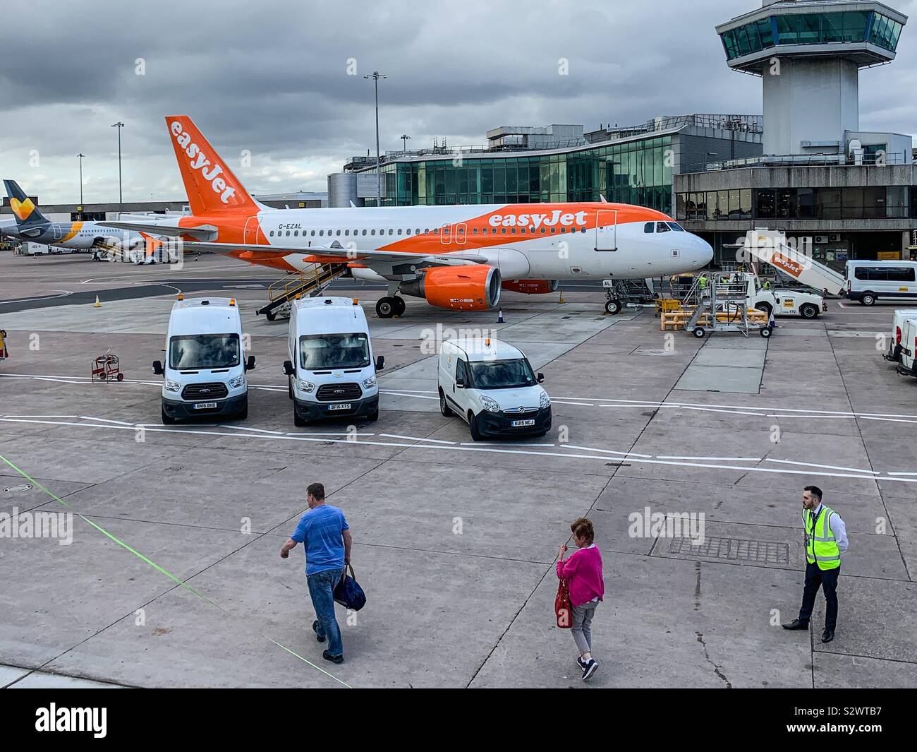 EasyJet airbus a320 at Manchester Airport - Smartphone Captured Stock Image