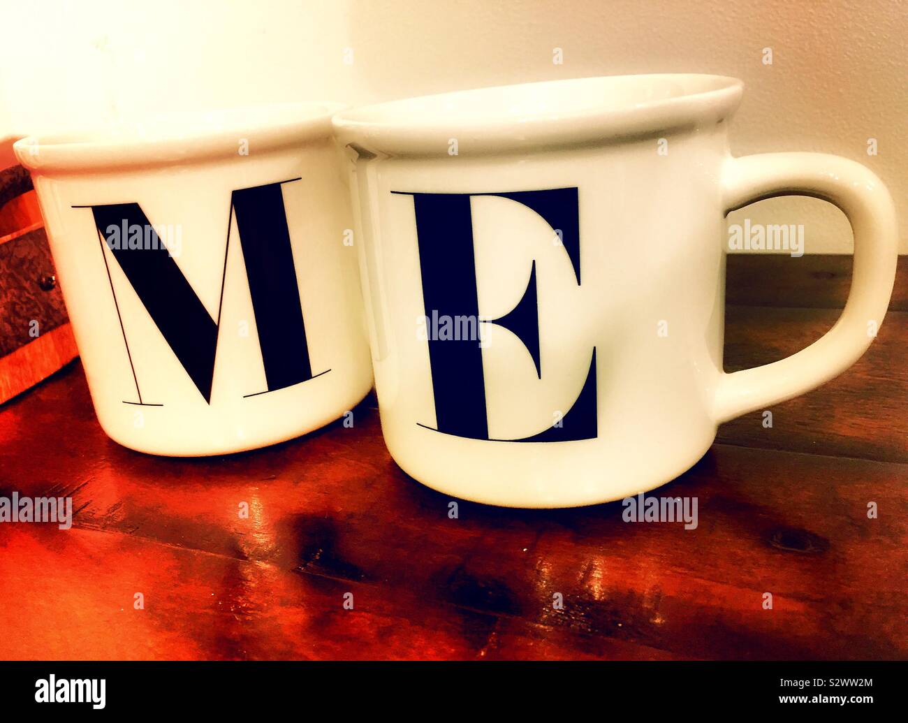 Coffee cups for sale in a home decor store, USA - Smartphone Captured Stock Image