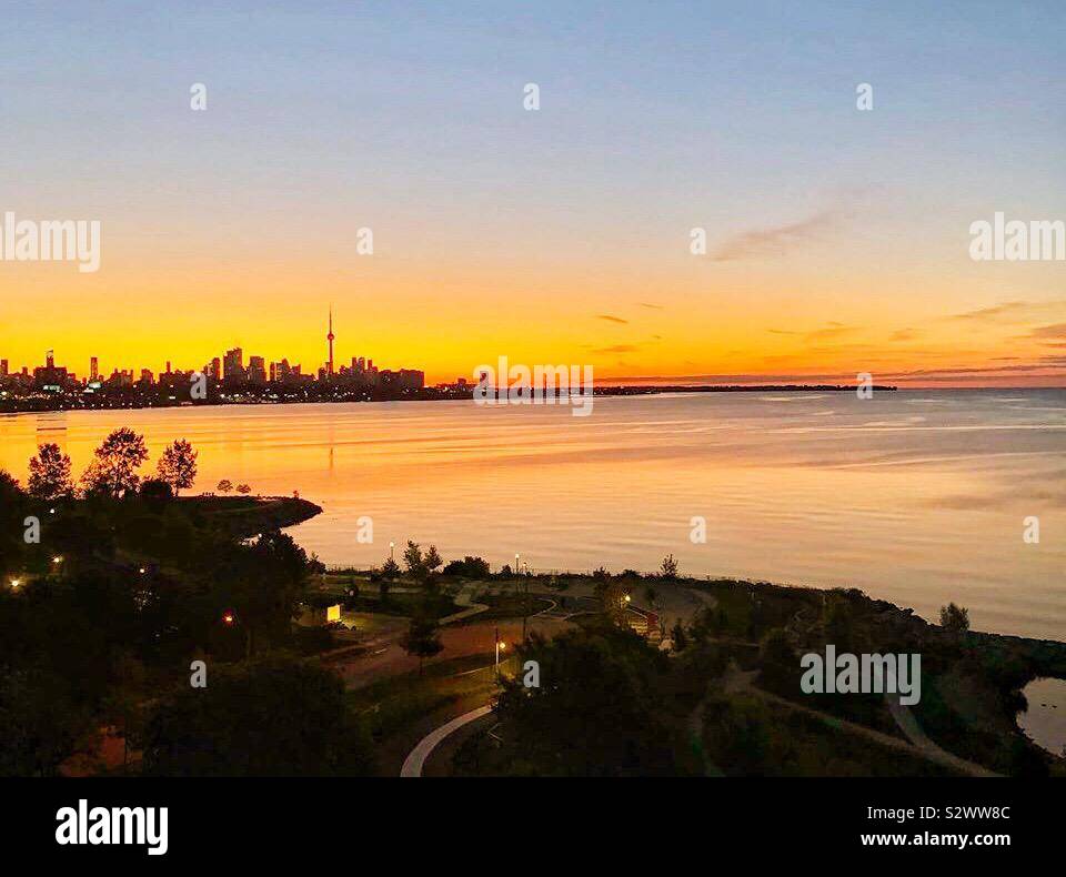 Sunrise over Toronto’s skyline. - Smartphone Captured Stock Image