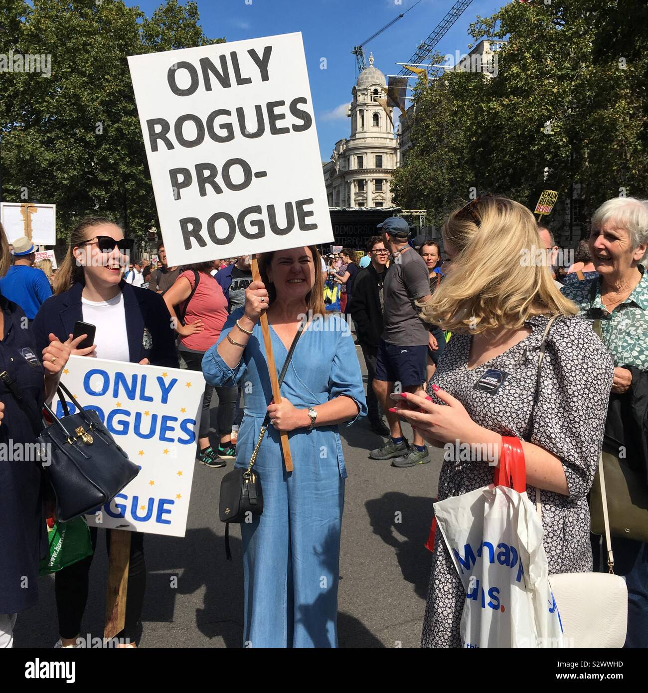 Anti coup march London August 2019 - Smartphone Captured Stock Image