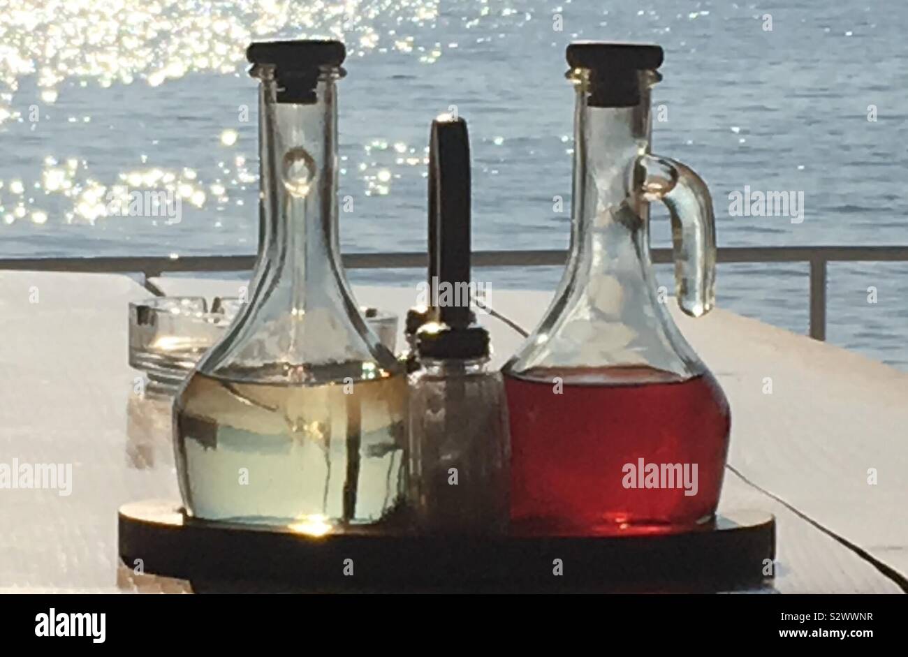 Beach bar oil & vinegar Stock Photo Alamy