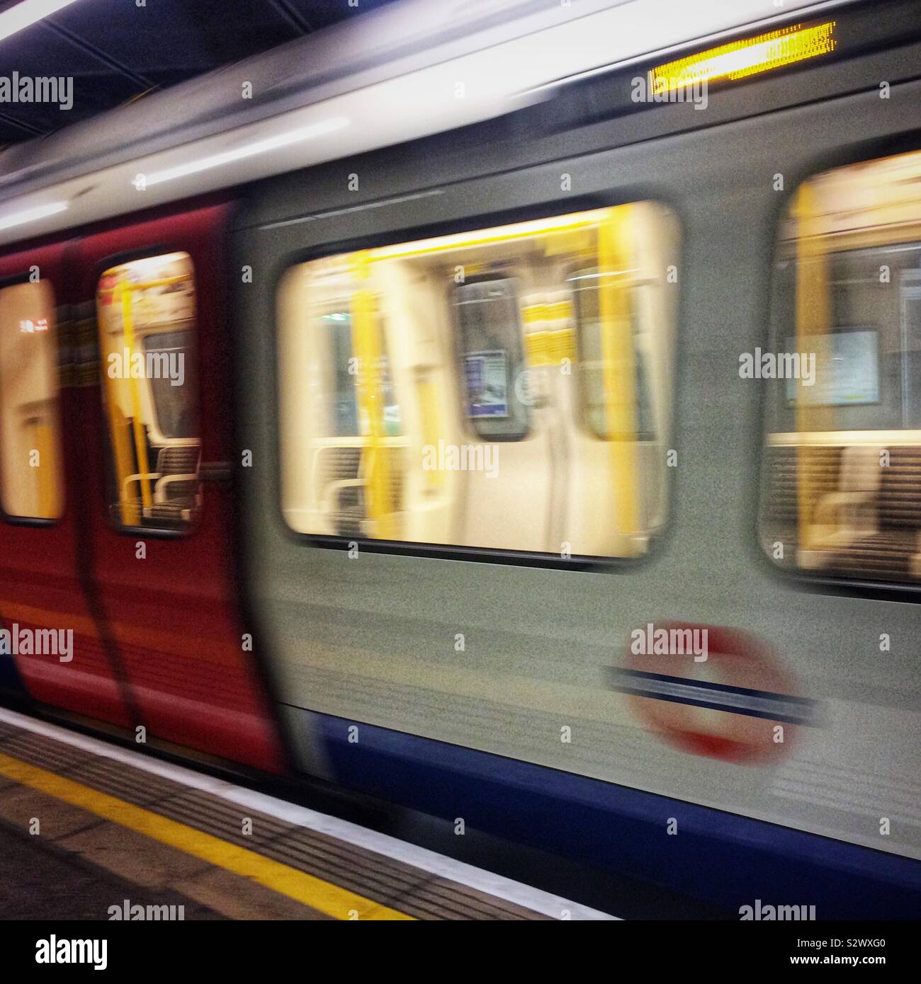 London underground train in movement - Smartphone Captured Stock Image