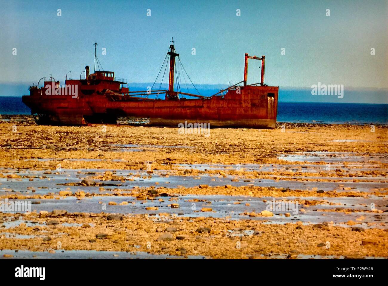 SS Ithaka was a small freighter built in 1922 and wrecked on the Canadian coast in 1960. - Smartphone Captured Stock Image