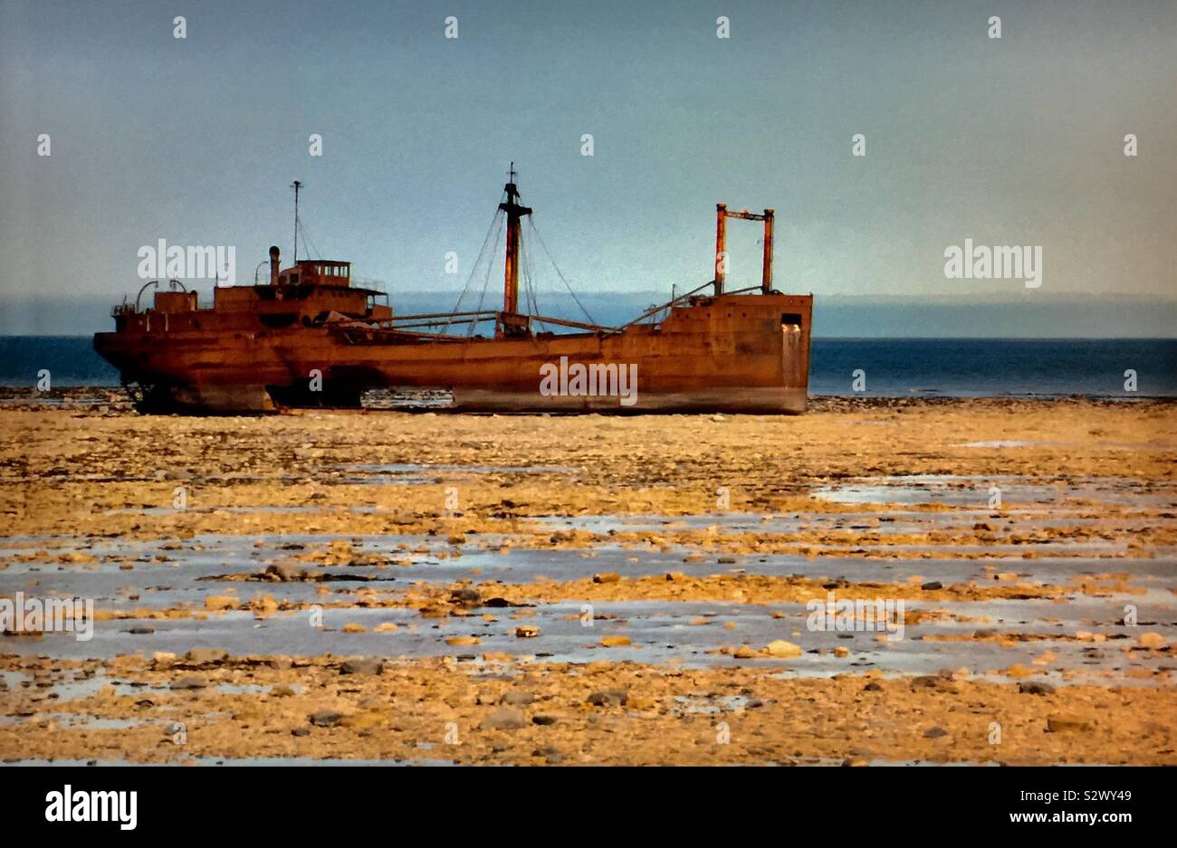 SS Ithaka was a small freighter built in 1922 and wrecked on the Canadian coast in 1960. - Smartphone Captured Stock Image