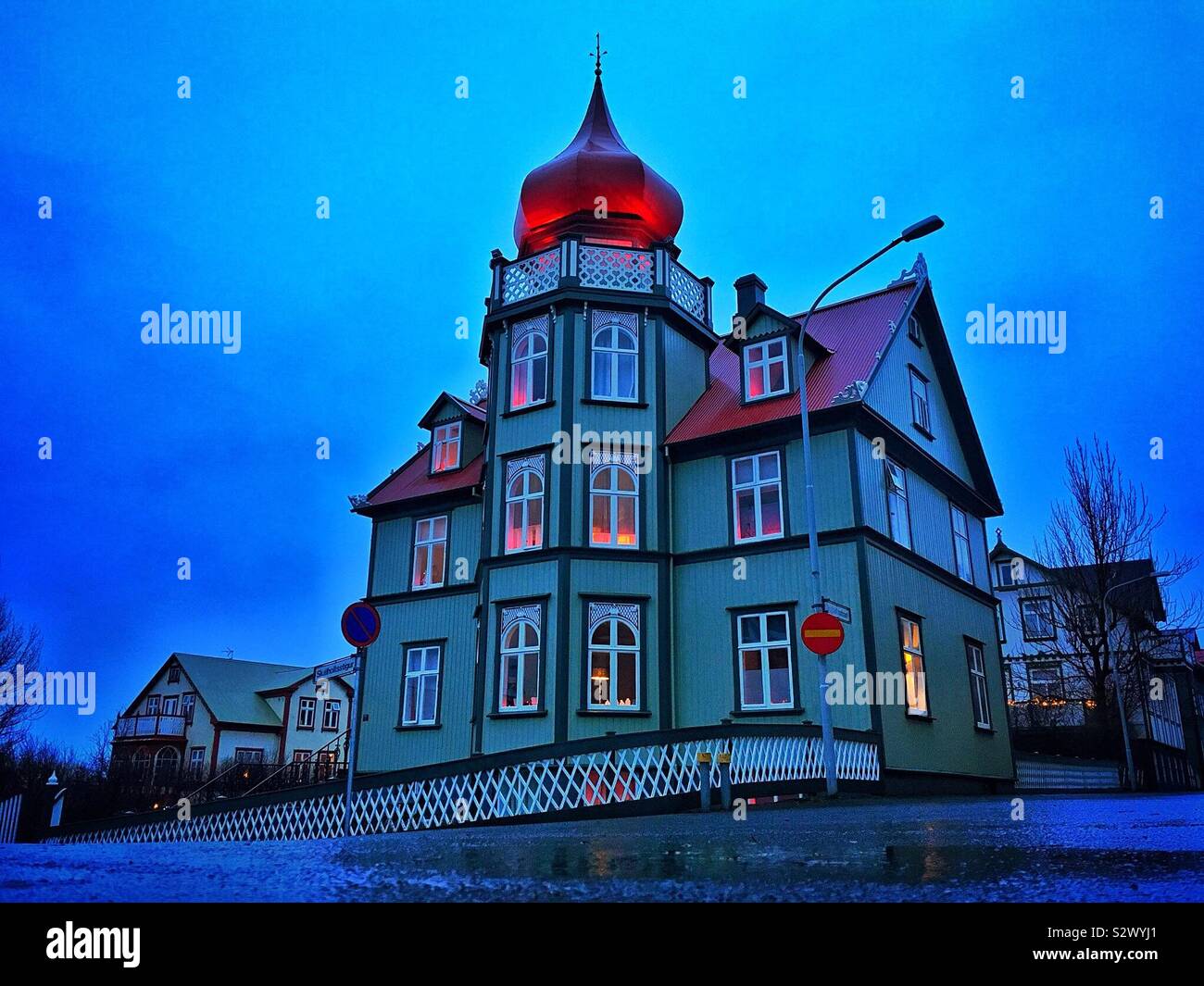 A gothic looking house near the downtown suburb of Reykjavik in Iceland Stock Photo