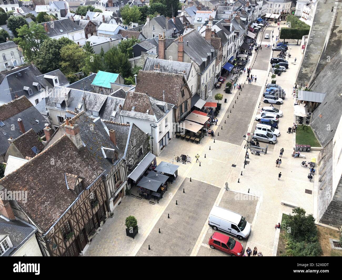 Looking down on a street in Amboise in France Stock Photo