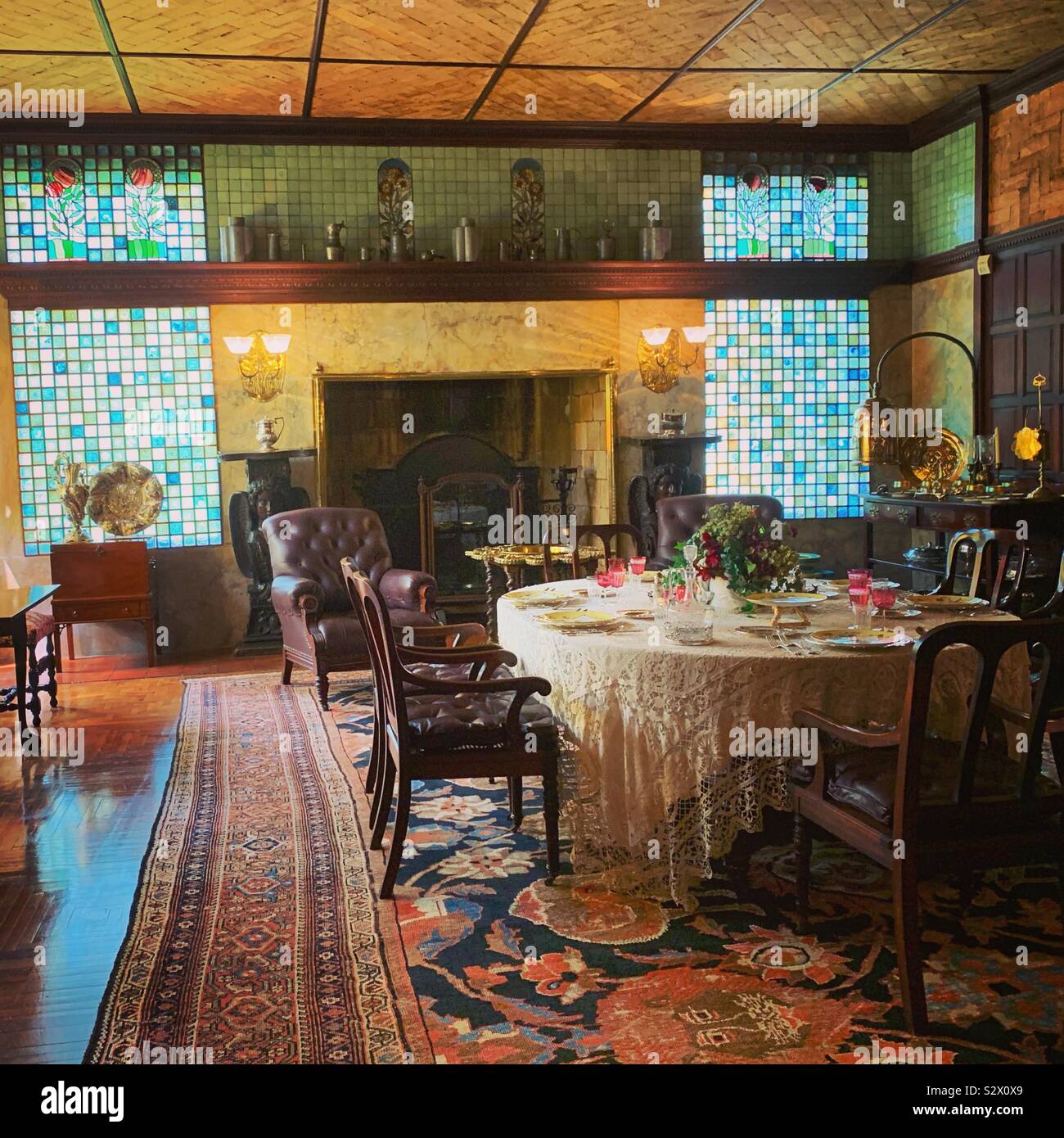 Dining room, Kingscote, Newport, Rhode Island, United States - Smartphone Captured Stock Image
