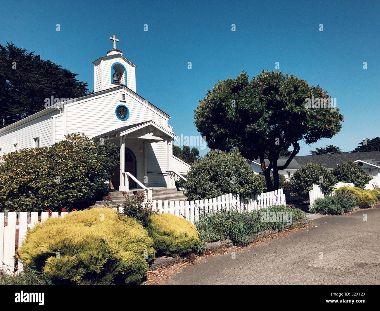 Victorian style church in Mendocino, California Stock Photo