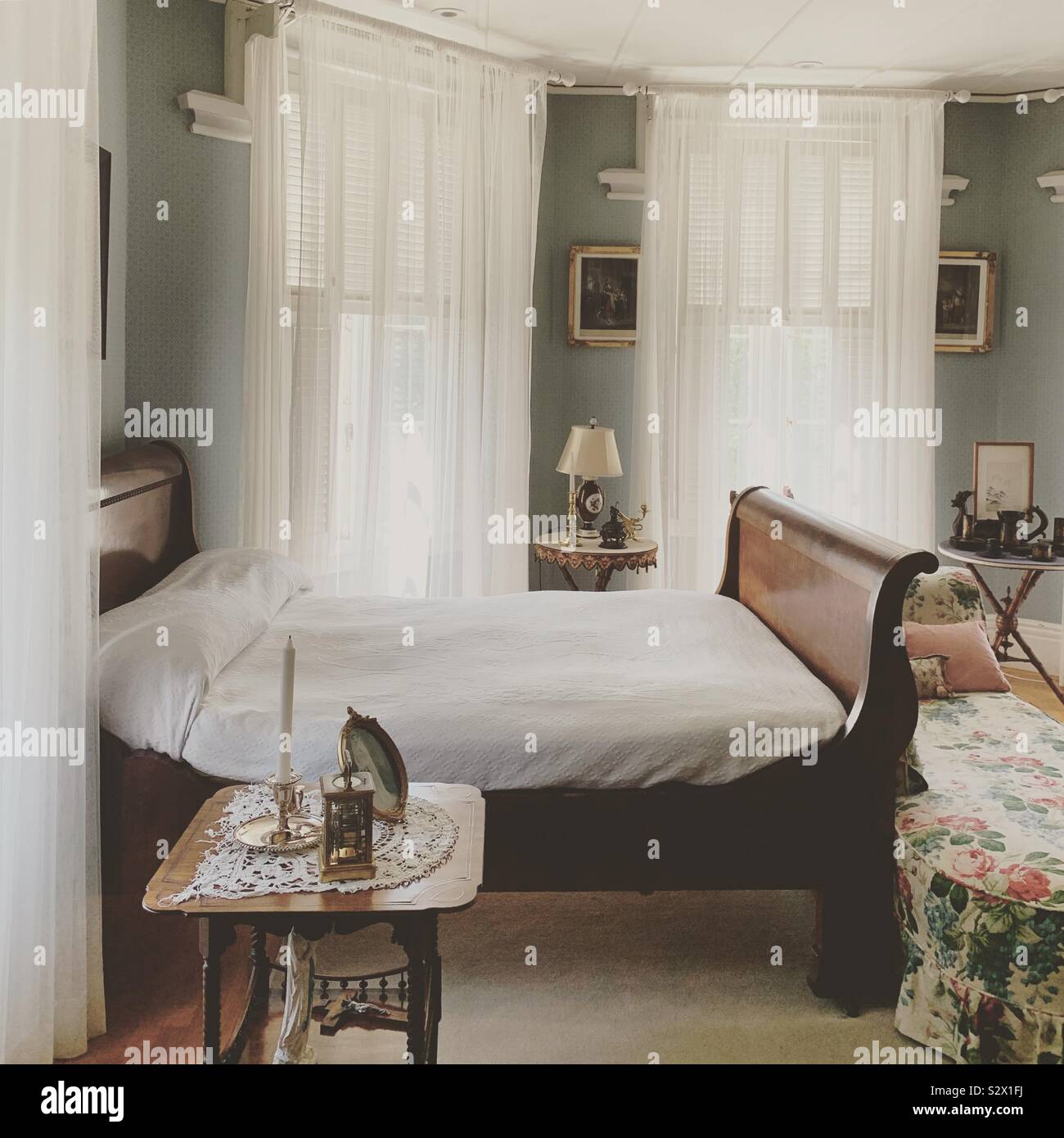 Bedroom, Kingscote, Rhode Island, United States - Smartphone Captured Stock Image