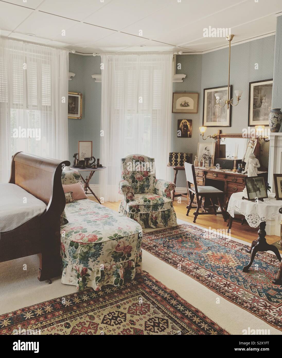 Bedroom, Kingscote, Rhode Island, United States - Smartphone Captured Stock Image