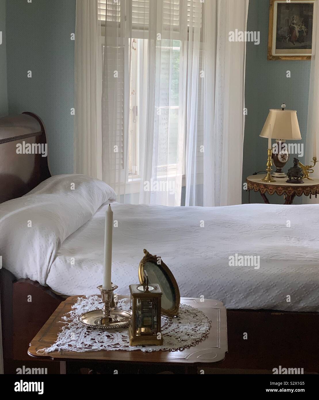 Bedroom, Kingscote, Newport, Rhode Island, United States - Smartphone Captured Stock Image