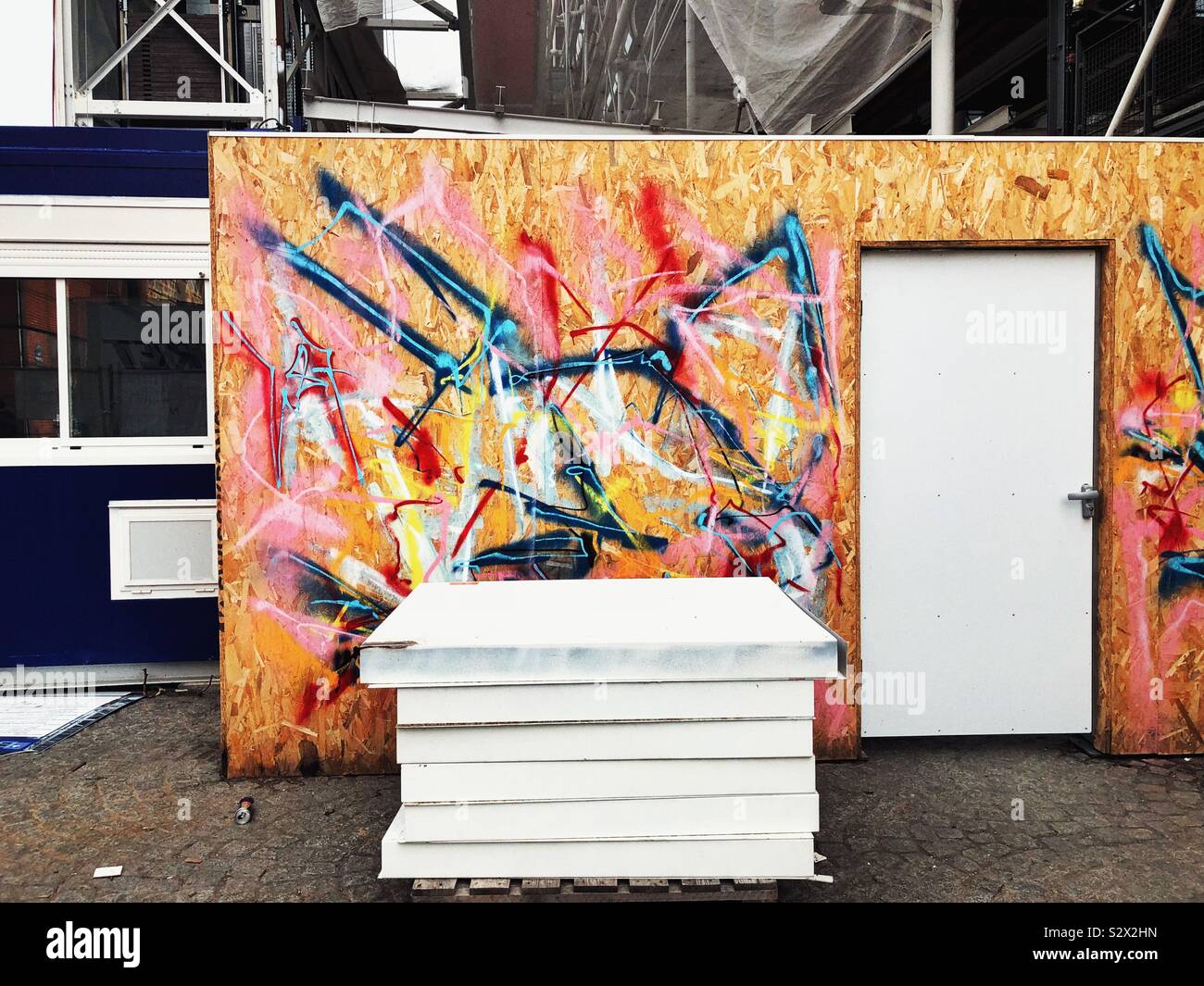 Graffiti and construction in Paris - Smartphone Captured Stock Image