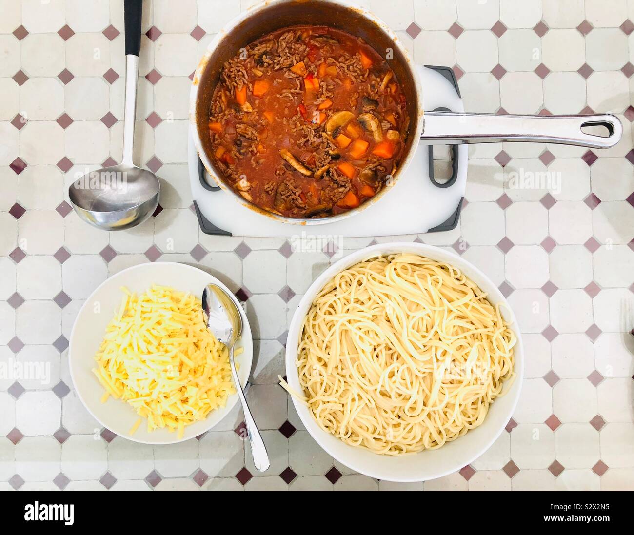 Ready to serve -spaghetti bolognese - Smartphone Captured Stock Image
