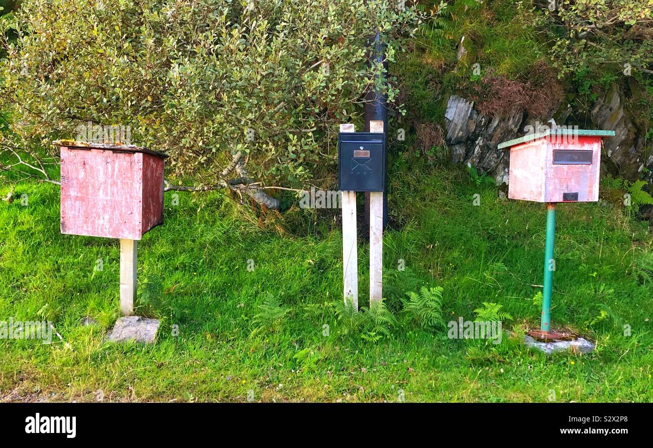 Snail mail boxes Stock Photo