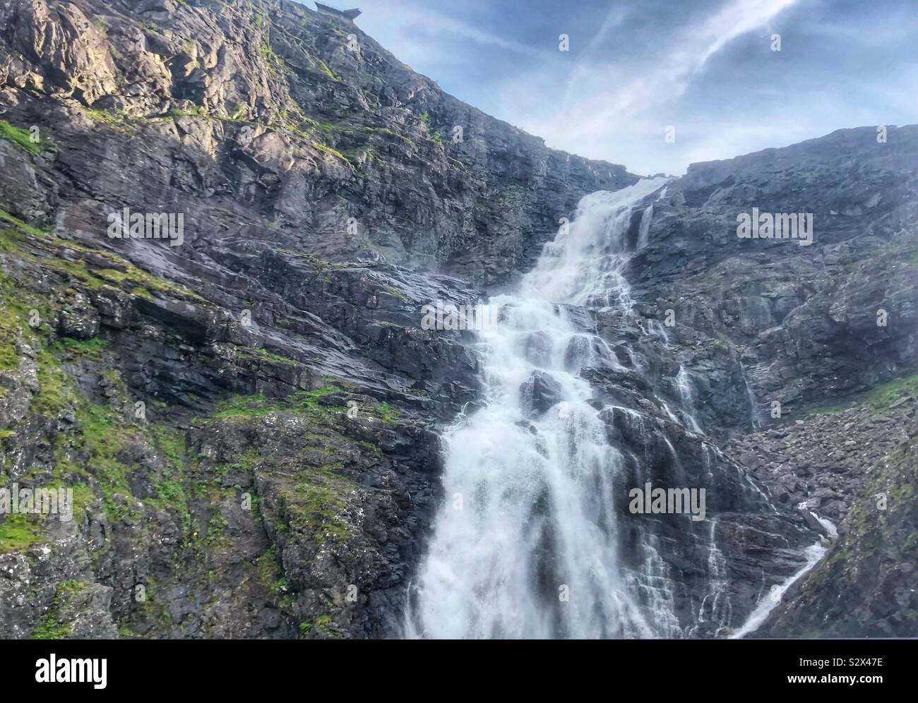 Waterfalls in Strollstigen, Norway Stock Photo