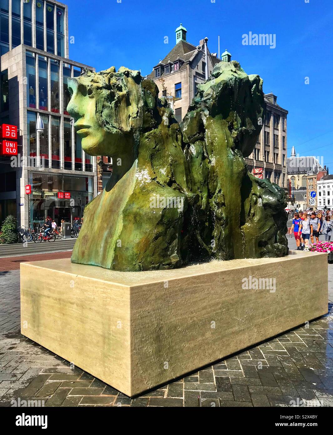 Face statue in Amsterdam - Smartphone Captured Stock Image