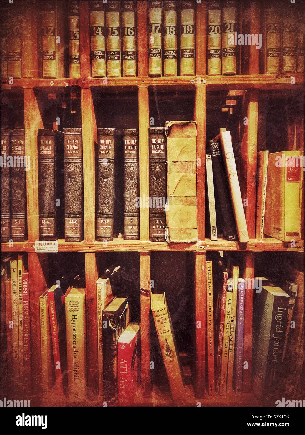 Old books in bookshelves. Stock Photo